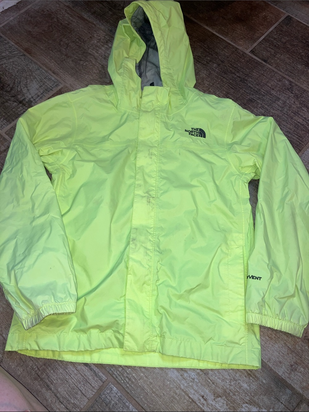 THE NORTHFACE  Antora Rain Jacket Kids Size 10/12 LIME WATERPROOF